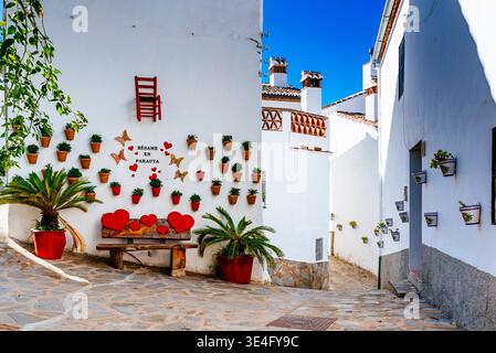 Die Küssende Ecke. Parauta, Sierra de Ronda, Málaga, Andalucía, Spanien, Europa Stockfoto