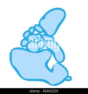Silhouette des kanadischen Landes. Silhouette der Vektorzuordnung. Blaue, glatte Form wie Wassertropfen oder Spritzer Stock Vektor
