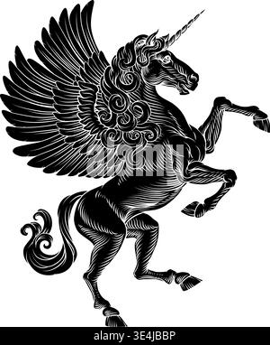 Wappenwappen Crest Unicorn Pegasus Stock Vektor