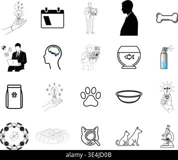 „Eine erstklassige, umfangreiche Sammlung professioneller Vektorlinien und Glyphicons, die speziell für verschiedene Unternehmen und moderne Technologien kuratiert wurden Stock Vektor