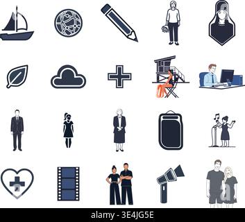 „Eine erstklassige, umfangreiche Sammlung professioneller Vektorlinien und Glyphicons, die speziell für verschiedene Unternehmen und moderne Technologien kuratiert wurden Stock Vektor