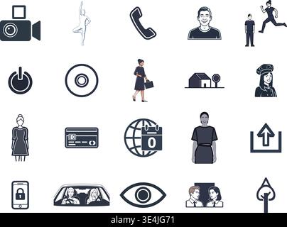 „Eine erstklassige, umfangreiche Sammlung professioneller Vektorlinien und Glyphicons, die speziell für verschiedene Unternehmen und moderne Technologien kuratiert wurden Stock Vektor