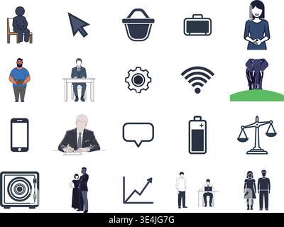 „Eine erstklassige, umfangreiche Sammlung professioneller Vektorlinien und Glyphicons, die speziell für verschiedene Unternehmen und moderne Technologien kuratiert wurden Stock Vektor