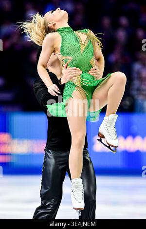 Holly HARRIS & Jason CHAN (aus), während des Ice Dance Rhythm Dance, bei der ISU Eiskunstlauf-Weltmeisterschaft 2026, in der O2 Arena, am 27. März 2026 in Prag, Tschechien. Quelle: Raniero Corbelletti/AFLO/Alamy Live News Stockfoto