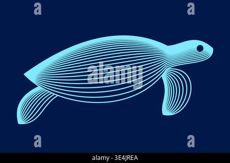 Sea Schildkröte Drahtmodell Strichkunst. Abstraktes Meeresreptil aus gekrümmten Linien-Vektoren. Illustrationssilhouette mit gestreiften Linien. Meeresmotive. Vektor. Stock Vektor