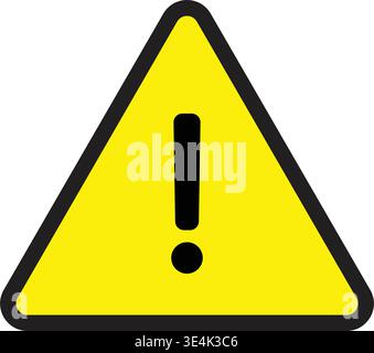Ein standardmäßiges dreieckiges Warnschild mit hellgelbem Hintergrund und einem markanten schwarzen Ausrufezeichen für Sicherheitswarnungen. Stock Vektor