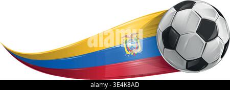 Fußball mit den Farben der Ecuador-Flagge, realistischer Effekt. Vektorabbildung Stock Vektor