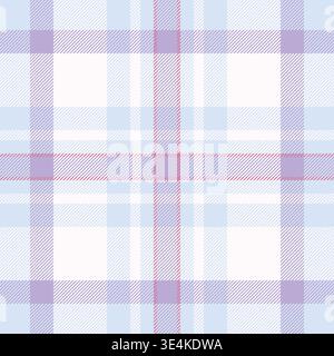 Schal kariertes nahtloses Gewebe, Teppich Textil Hintergrund Check. Aufgeräumtes Tartan-Muster-Texturvektor in hellen und schneefarbenen Farben. Stock Vektor