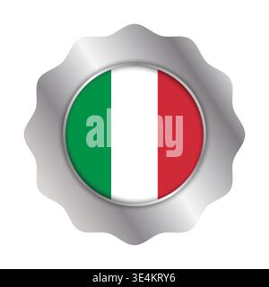 Minimales italienisches Flaggensymbol mit Schatten auf weißem Hintergrund Stock Vektor