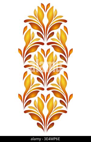 Orangefarbenes Rot hinterlässt Designelement auf weißem Hintergrund. Folk Blume Vektor Illustration. Ethnische Paisley-Ornamente. Helles, sonniges Herbstdesign. Fantasy Pl Stock Vektor