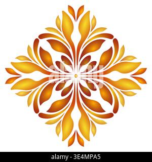 Orangefarbenes Rot hinterlässt Designelement auf weißem Hintergrund. Folk Blume Vektor Illustration. Ethnische Paisley-Ornamente. Helles, sonniges Herbstdesign. Fantasy Pl Stock Vektor
