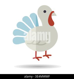 Minimalistische Flachbild-Illustration eines ganzen truthahnvogels oder Geflügelvogels. Perfekt für Bauernhof, Urlaub, Thanksgiving oder Fleischprodukte. Stock Vektor
