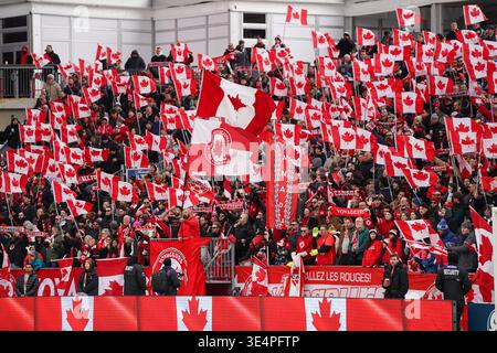 Toronto, Kanada. März 2026. Kanadische Fans beim Internationalen Freundschaftsspiel zwischen Kanada und Island bei BMO. Am 28. März 2026 in Toronto, Ontario. (Foto: Leonardo Ramirez/ Credit: Eyepix Group/Alamy Live News Stockfoto