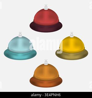 Farbige Metall-Schreibtisch-Service-Glocken, Vektorillustration Stock Vektor