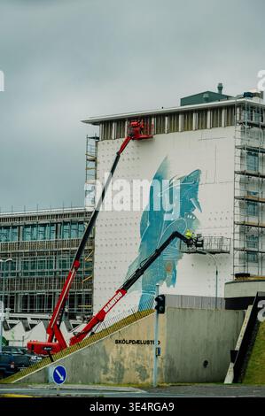 Ein Graffiti an einer Wand eines Gebäudes in Reykjavik, Island Stockfoto