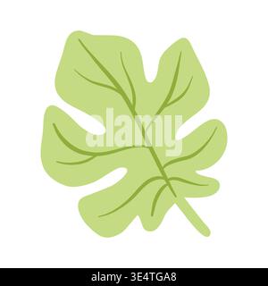 Feigenbaumblatt flacher Vektor, realistisches botanisches Blatt isoliert auf weiß Stock Vektor
