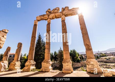 Ruinen der römischen Propylaen in Baalbek, Libanon Stockfoto
