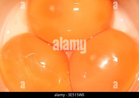 Abstrakte Nahaufnahme goldgelber Eigelb nahe beieinander Stockfoto