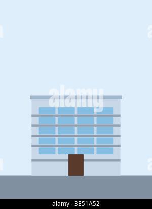 Saubere, zeitgenössische flache Illustration des Stadtgebäudes. Fassade für Geschäftsgebäude mit mehreren Fenstern, ideal für geschäftliche Themen. Stock Vektor