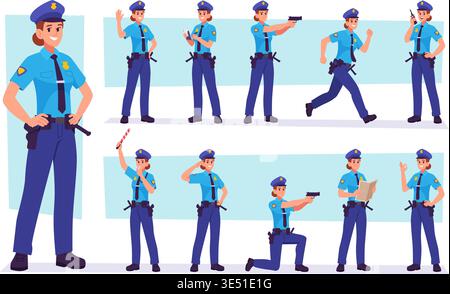 Polizist. Professionelle Polizisten in Uniform-exakter Vektorvorlage Stock Vektor