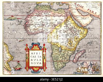 Africae Tabula Nova - Abraham Ortelius Karte Afrikas veröffentlicht 1570 - Theatrum Orbis Terrarum Stockfoto