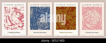 Set mit Postervorlagen für den Blumenmarkt. Stock Vektor