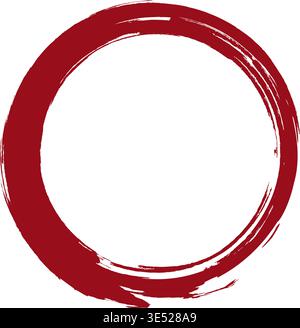 Mit Pinsel lackierter roter kreisförmiger Rahmen. Symbol. Logo, Etikett und Abzeichen. Banner, Stempel Stock Vektor