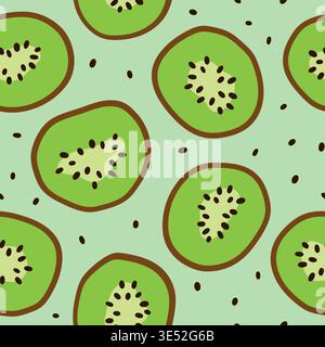 kiwi nahtloses Muster, tropische Früchte wiederholen Hintergrund, Sommer Food Design, lebendige exotische Vektor-Illustration Stock Vektor