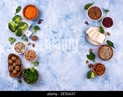 Sortierung pflanzlicher veganer Proteinprodukte Stockfoto