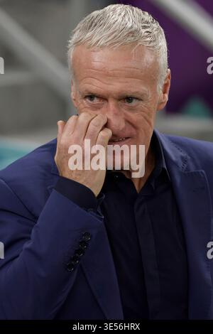 Didier Deschamps, Cheftrainer Frankreichs beim Gruppenspiel der FIFA-Weltmeisterschaft Katar 2022 zwischen Tunesien und Frankreich im Education City Stadium am 30. November 2022 in Al Rayyyan, Katar. Stockfoto