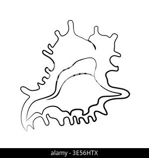 Handgezeichnete Muschellinien-Grafik-Illustration für Hochzeitsdekor, Partyeinladungen, Karten, Menüeinband Stock Vektor