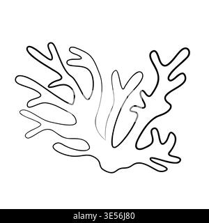 Handgezeichnete Meereskorallenlinie grafische Illustration für Hochzeitsdekor oder -Menü, Partyeinladung, Karten Stock Vektor