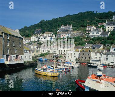 Vereinigtes Königreich. England. Cornwall. Polperro. Hafenszene. Stockfoto