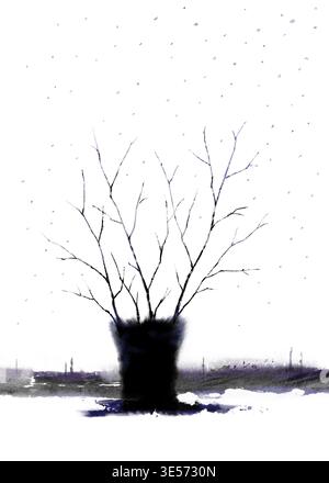 Äste mit Schnee bedeckt Stockfoto