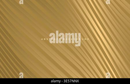 Abstrakter Hintergrund mit weichen goldenen Wellenlinien, metallischem Glanz und warmen beigefarbenen Bändern mit sanftem diagonalem Fluss, dezentem Schimmer und raffiniertem Satin Stock Vektor