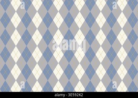 Argyle-Muster mit wiederholten blauen und grauen Rautenformen für Herren Pullover, Socken oder Karo. Rautenmuster. Einfacher geometrischer Hintergrund. Hintergrundbild zum Vatertag. Vektorabbildung. Stock Vektor