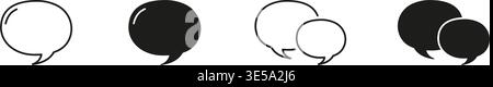 Sprechblase Und Festes Symbolset. Sammlung Von Konturen Und Silhouettensymbolen Für Kommunikation, Messaging Und Unterhaltung. Chat Und Dialog Stock Vektor