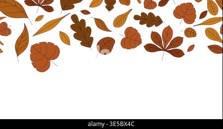 Illustration des oberen Rahmens für die Blätter des Herbstes Stock Vektor