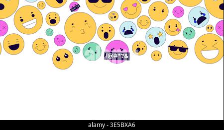 Niedliche Emojis-Illustration im oberen Rahmen Stock Vektor