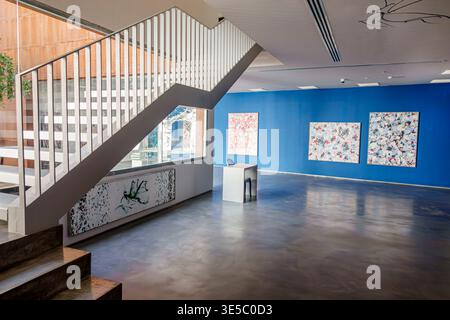 Malaga Spanien, Andalusien, El Molinillo Capuchinos, Museo Jorge Rando Museum für moderne Kunst, Innengalerie Raum zeitgenössische Kunst Ausstellung abstrakte Malerei Stockfoto