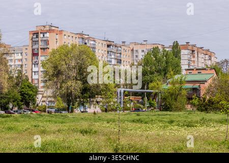 Gebäude im Zentrum von Tiraspol, der Hauptstadt von Transnistrien Stockfoto