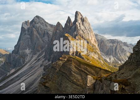 Bergkamm Seceda, Naturpark Puez-Geisler, Südtirol, Italien Stockfoto
