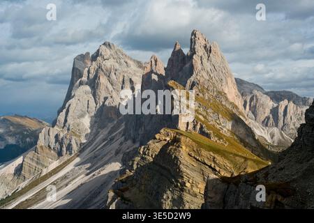 Bergkamm Seceda, Naturpark Puez-Geisler, Südtirol, Italien Stockfoto