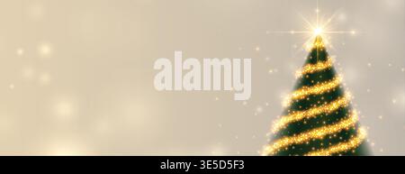 3D weihnachtsbaum mit Funkeln Banner gemacht Stock Vektor