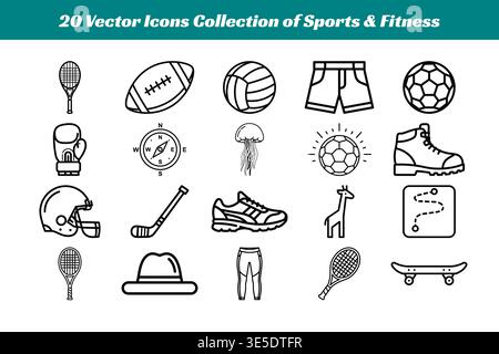 Sport & Fitness Vector Line Icon Kollektion Stock Vektor