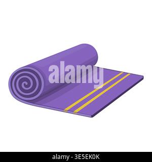 Lila Gerollte Yoga Matte Cartoon Vektor Illustration Stock Vektor