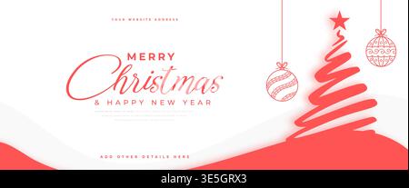 fröhliche weihnachtsfeier Einladungsbanner mit hängendem Kugeln Vektor Stock Vektor