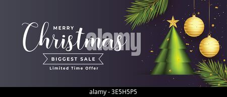 weihnachten Werbebanner Vorlage mit 3D Elementen Stock Vektor