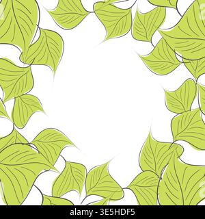 Handgezeichnete Pflanzen, Trennwände, Kränze, Randrahmen. Kreisförmiger Blumenrahmen mit Blättern auf weißem Hintergrund. Vektor Hand gezeichnete Illustration für Tapeten Stock Vektor