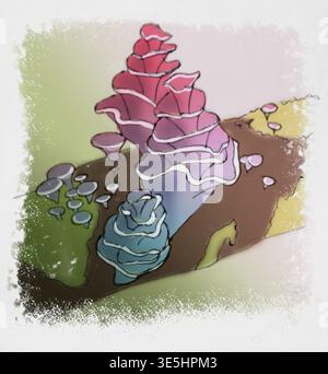 Mehrfarbige Pilze Illustration Stockfoto